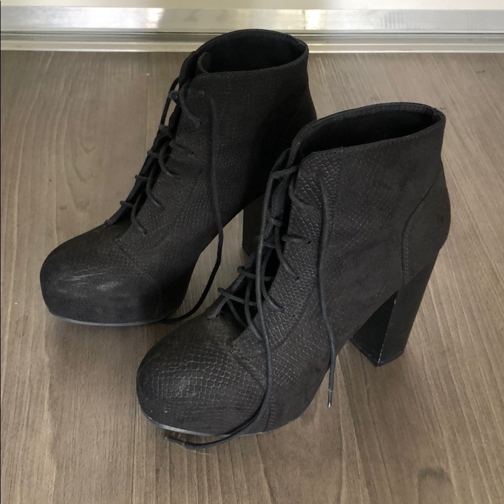 H&M platform booties high heel black ankle boots